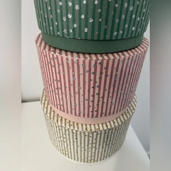NWT 5- nesting stackable hat boxes decorative storage closet Christmas Decor - Picture 4 of 7